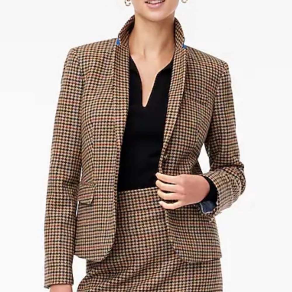 JCREWF blazer / PETITE 0 / CAMEL MULTI HOUNDSTOOTH *NWT*